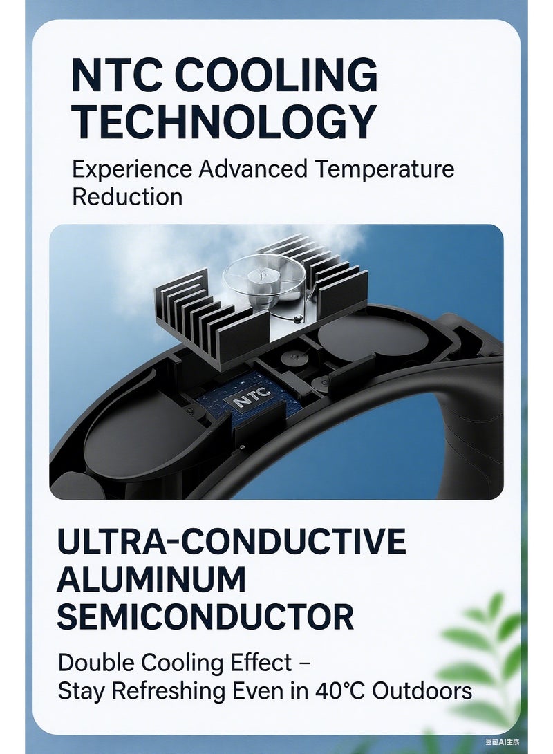 SahlTech Neck Air Conditioner - Portable Bladeless Neck Fan with Cooling · 360° Up-Down Airflow · 3-Speed LED Display · USB Recharge · Indoor/Outdoor Travel - Image 2