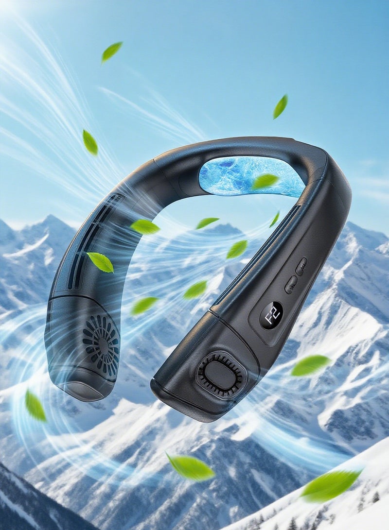 SahlTech Neck Air Conditioner - Portable Bladeless Neck Fan with Cooling · 360° Up-Down Airflow · 3-Speed LED Display · USB Recharge · Indoor/Outdoor Travel - Image 1