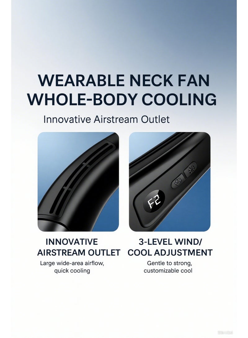 SahlTech Neck Air Conditioner - Portable Bladeless Neck Fan with Cooling · 360° Up-Down Airflow · 3-Speed LED Display · USB Recharge · Indoor/Outdoor Travel - Image 3