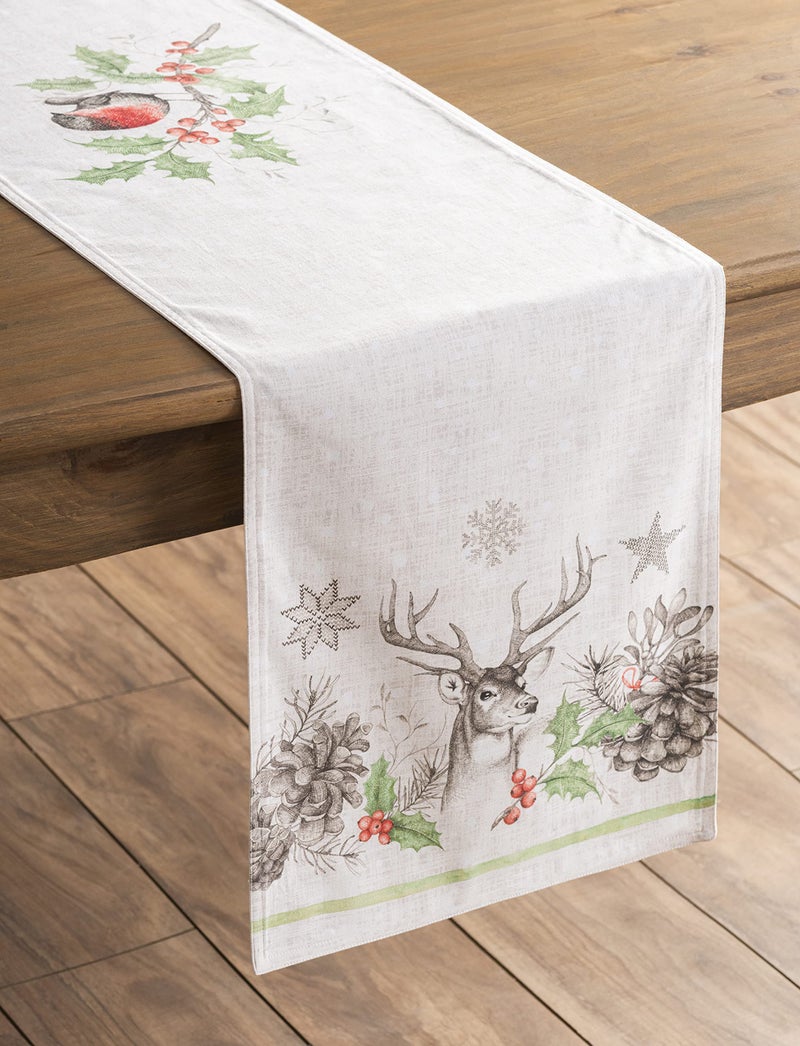 Maison d' Hermine Tablerunners 100% Cotton Table Runner Decorative Table Cover for Mothers Day  Home  Kitchen  Dining & Camping  Christmas Dew (Double Layer) - Thanksgiving/Christmas (14.50""x108"") - Image 5