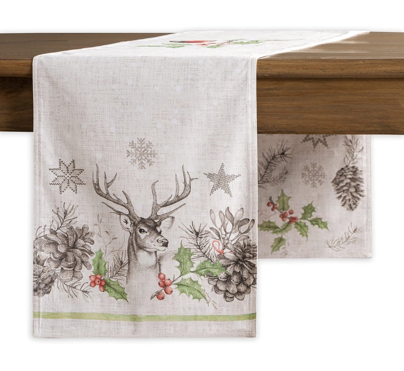 Maison d' Hermine Tablerunners 100% Cotton Table Runner Decorative Table Cover for Mothers Day  Home  Kitchen  Dining & Camping  Christmas Dew (Double Layer) - Thanksgiving/Christmas (14.50""x108"") - Image 1