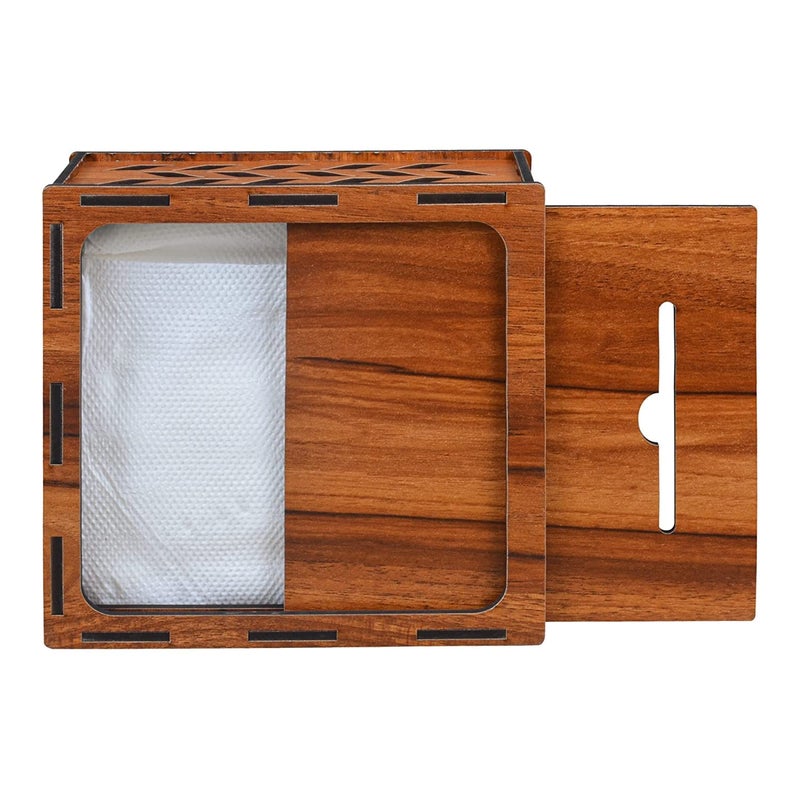 OCHHAV Tissue Paper Box Decorative Wooden Tissue Holder Box for Car Home Office Desk Bathroom and Cafeteria Facial Paper Napkin Holder Case with The Pack of 100 Tissue Papers Square - Image 4