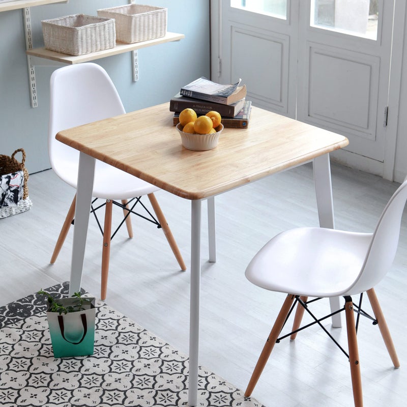 Livinia Canberra 276 Square Wooden Dining TableMid Century Modern Malaysian Oak Kitchen Table NaturalWhite Table Only