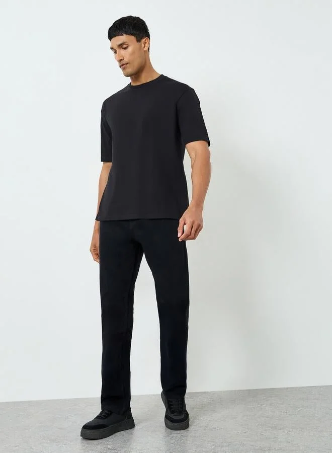 Styli Men Black Graphic Print Oversized T-Shirt