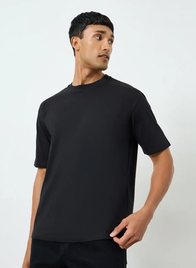 Styli Men Black Graphic Print Oversized T-Shirt