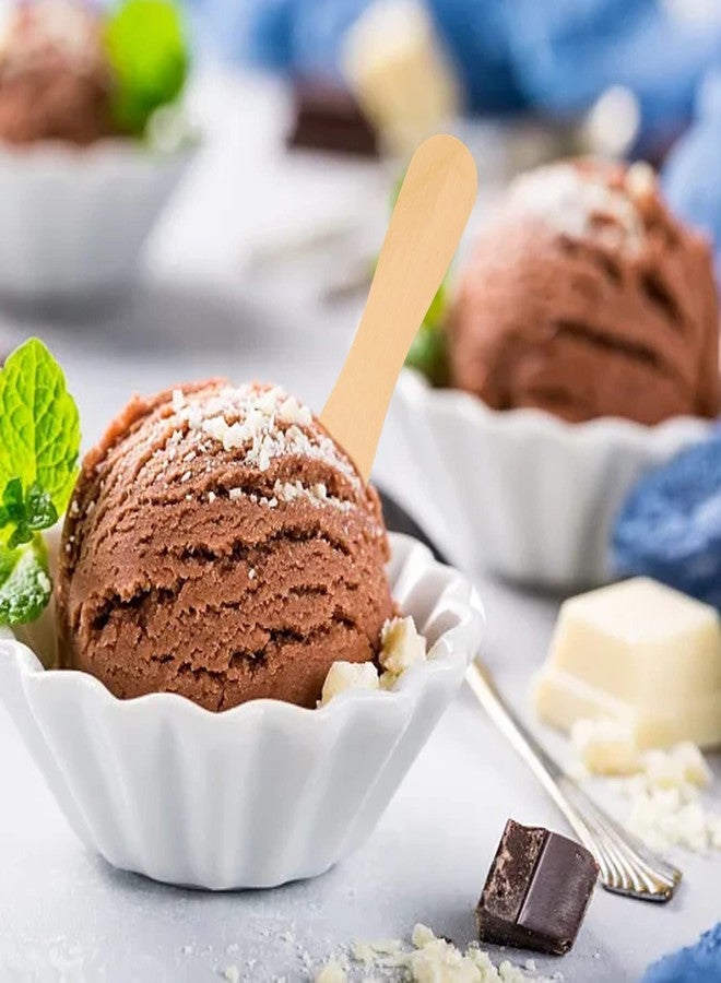yueton 100PCS Wooden Ice Cream Spoons Sticks Disposable Wooden Tasting Spoons Sampling Spoons Small Dessert Spoons Yogurt Spoons Shovels Mini Spoons for Tasting, Sampling, Crafts - 3.7inch - Image 4
