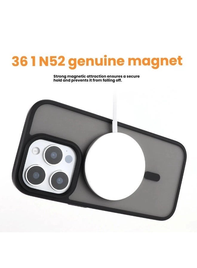 LR Nexus IPhone16pro frosted black transparent magnetic mobile phone case | Give a mobile phone film. - Image 4