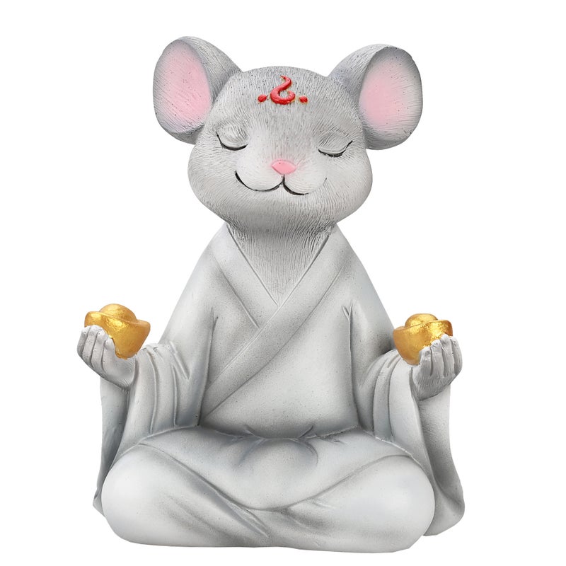 Mini Zen White Fox Succulent Pot Decor Gray mouse - Image 1