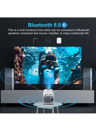 Portable HD Projector - Support 4K - Smart Projector with 5G Dual-band Wifi and Bluetooth 5.0 - Mobile Home Theater - Compatible With Android/iOS/Windows/TV Stick/HDMI/USB - view 5