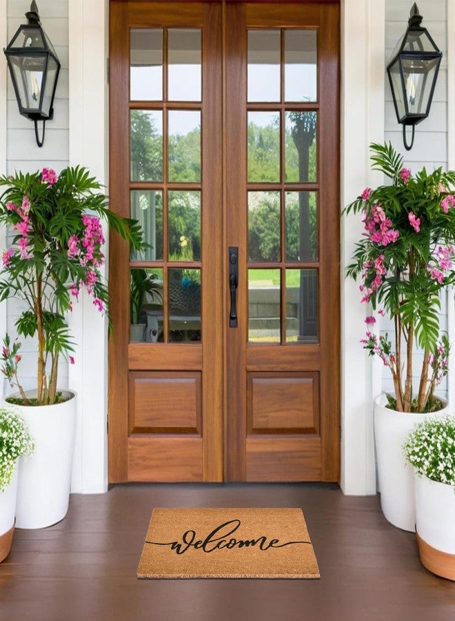 Fallovea Fall Welcome Front Door Mat - 30"x17" Coir Doormat with Anti-Slip PVC Backing, Indoor Outdoor Welcome Easter Mats for Entryway, Porch, Durable Coconut Fiber Mat, Natural Home Decor - Image 3