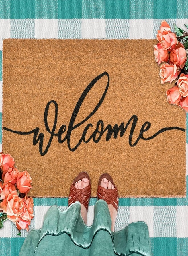 Fallovea Fall Welcome Front Door Mat - 30"x17" Coir Doormat with Anti-Slip PVC Backing, Indoor Outdoor Welcome Easter Mats for Entryway, Porch, Durable Coconut Fiber Mat, Natural Home Decor - Image 5