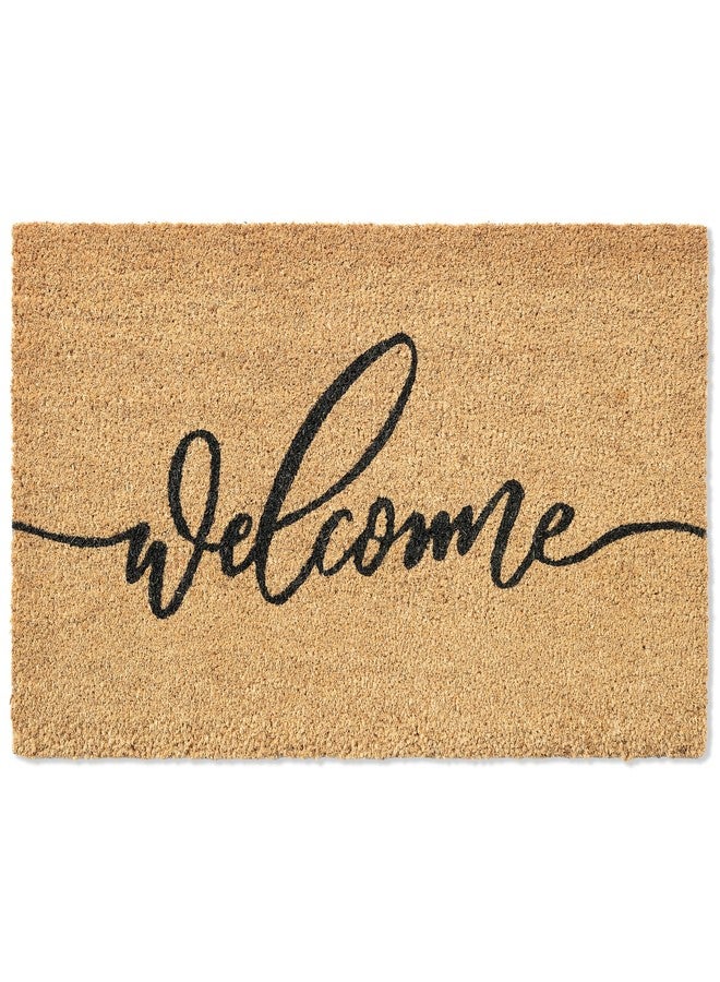 Fallovea Fall Welcome Front Door Mat - 30"x17" Coir Doormat with Anti-Slip PVC Backing, Indoor Outdoor Welcome Easter Mats for Entryway, Porch, Durable Coconut Fiber Mat, Natural Home Decor - Image 1