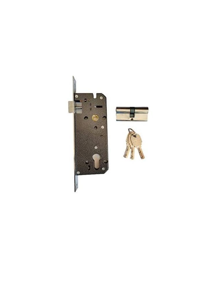 ROBUSTLINE - Robustline Lever Door Handle Lockset, Complete Set with Handle and Lockbody with 3 keys. (Gold + Silver) - Image 1