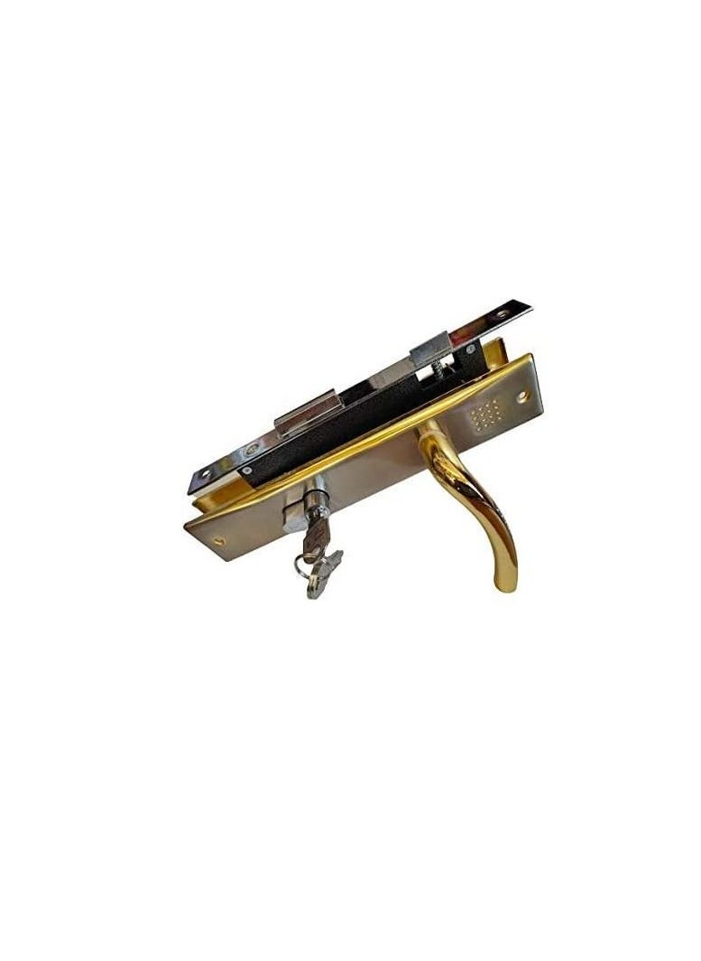 ROBUSTLINE - Robustline Lever Door Handle Lockset, Complete Set with Handle and Lockbody with 3 keys. (Gold + Silver) - Image 1