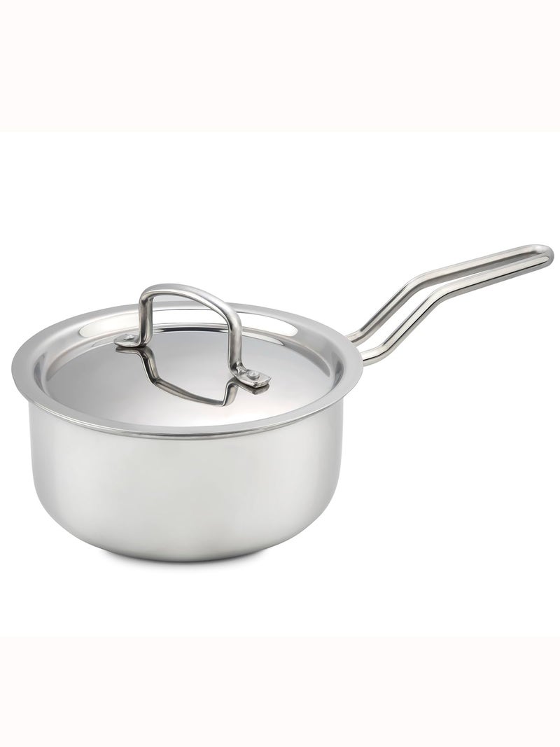 Home Pro HOME-PRO Triply Stainless Steel Sauce Pan 14cm Diameter with lid 1.1L Capacity (Triply, Induction Bottom) - Image 1