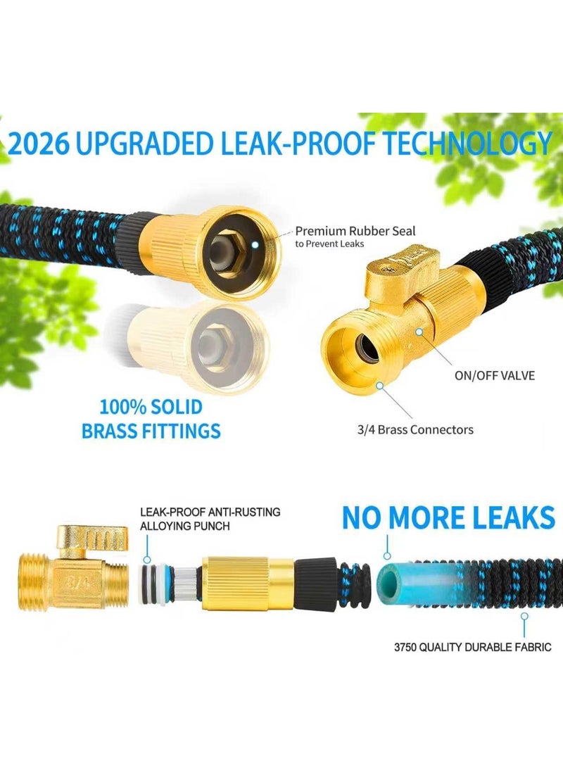 general 75 ft Expandable Garden Hose - All New 2026 Retractable Water Hose with 3/4" Solid Brass Fittings, Extra Strength Fabric - Flexible Expanding Hose with 10 Pattern Spray Nozzle - Image 2