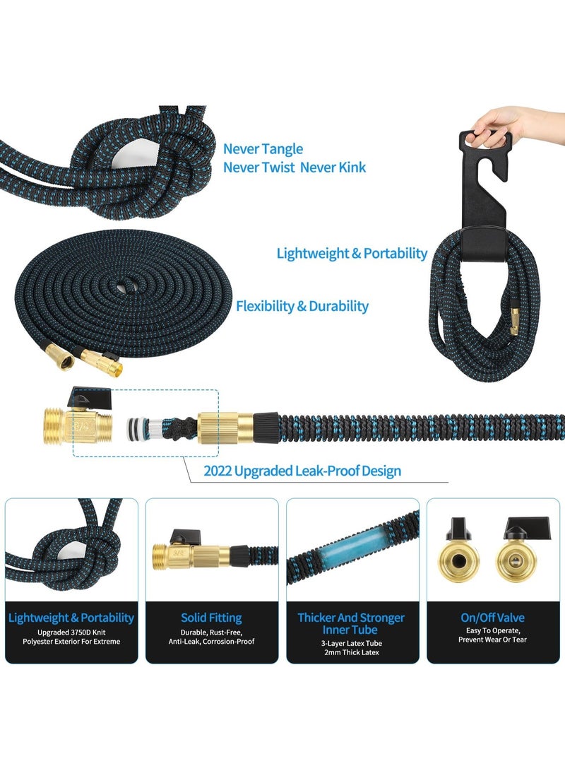 general 75 ft Expandable Garden Hose - All New 2026 Retractable Water Hose with 3/4" Solid Brass Fittings, Extra Strength Fabric - Flexible Expanding Hose with 10 Pattern Spray Nozzle - Image 4