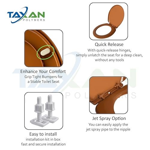 TAXAN POLYMERS TAXAN Brown EWC Toilet Seat Cover (17 x 14.5 in) | Oval Shape, PVC Western Commode Seat with Lid | High Glossy Finish, Sleek Design, Non-Soft Closing Commode Seat Cover with Installation Kit - Image 4