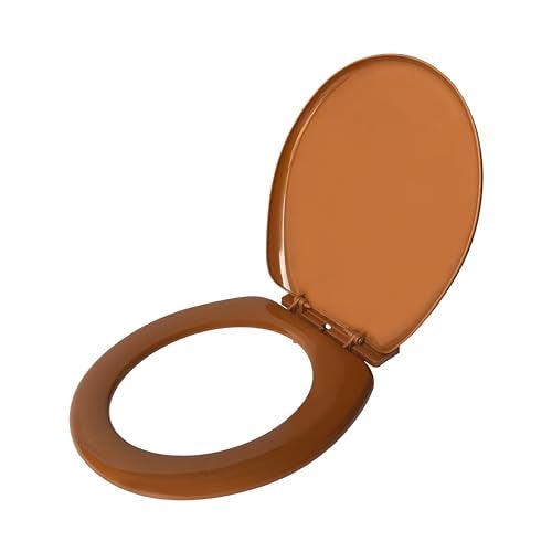 TAXAN POLYMERS TAXAN Brown EWC Toilet Seat Cover (17 x 14.5 in) | Oval Shape, PVC Western Commode Seat with Lid | High Glossy Finish, Sleek Design, Non-Soft Closing Commode Seat Cover with Installation Kit - Image 1