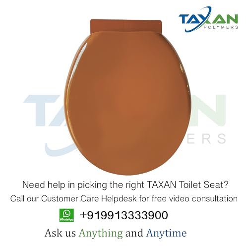TAXAN POLYMERS TAXAN Brown EWC Toilet Seat Cover (17 x 14.5 in) | Oval Shape, PVC Western Commode Seat with Lid | High Glossy Finish, Sleek Design, Non-Soft Closing Commode Seat Cover with Installation Kit - Image 2