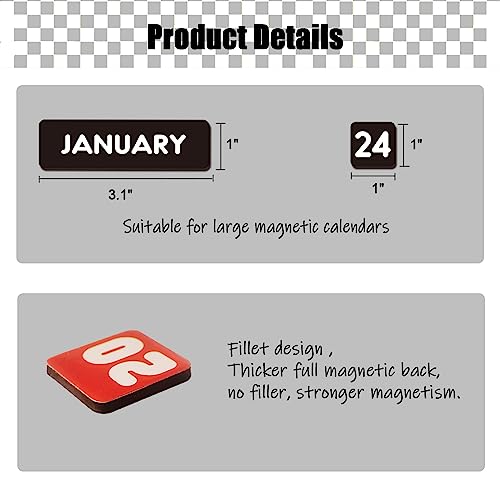 Magrooyar Large Double-Sided Magnetic Numbers and Months for Large Dry Erase Calendar Whiteboard, Calendar Magnets for Magnetic Whiteboard and Refrigerator Calendar(1"x1") - Image 3