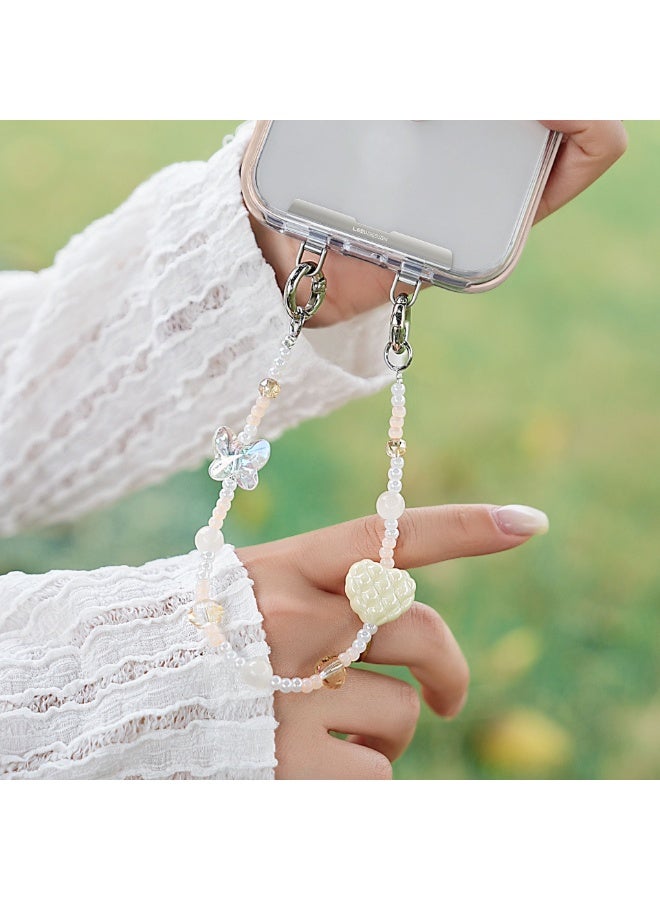 NIBEMINENT Beaded Phone Lanyard, Anti Lost Removable Wrist Strap, Crystal Bracelet Pendant, Phone Keychain Lanyard