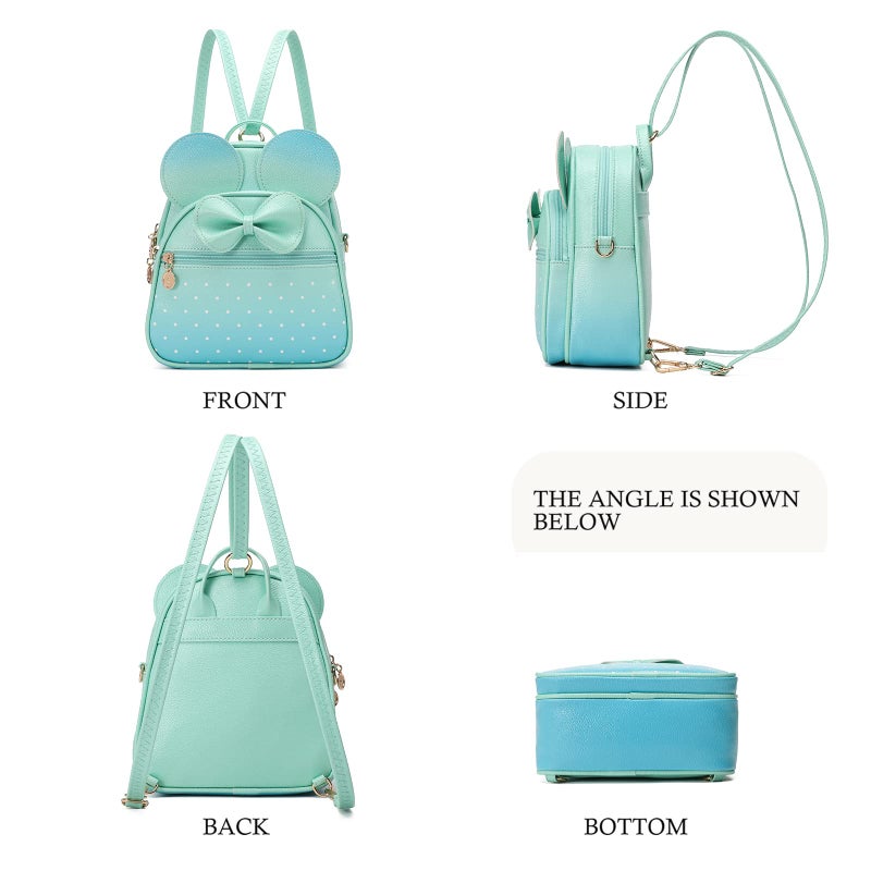 KL928 Girls Mini Backpack Bowknot Polka Dot Cute Small Daypacks Convertible Shoulder Bag Purse for Women - Image 5