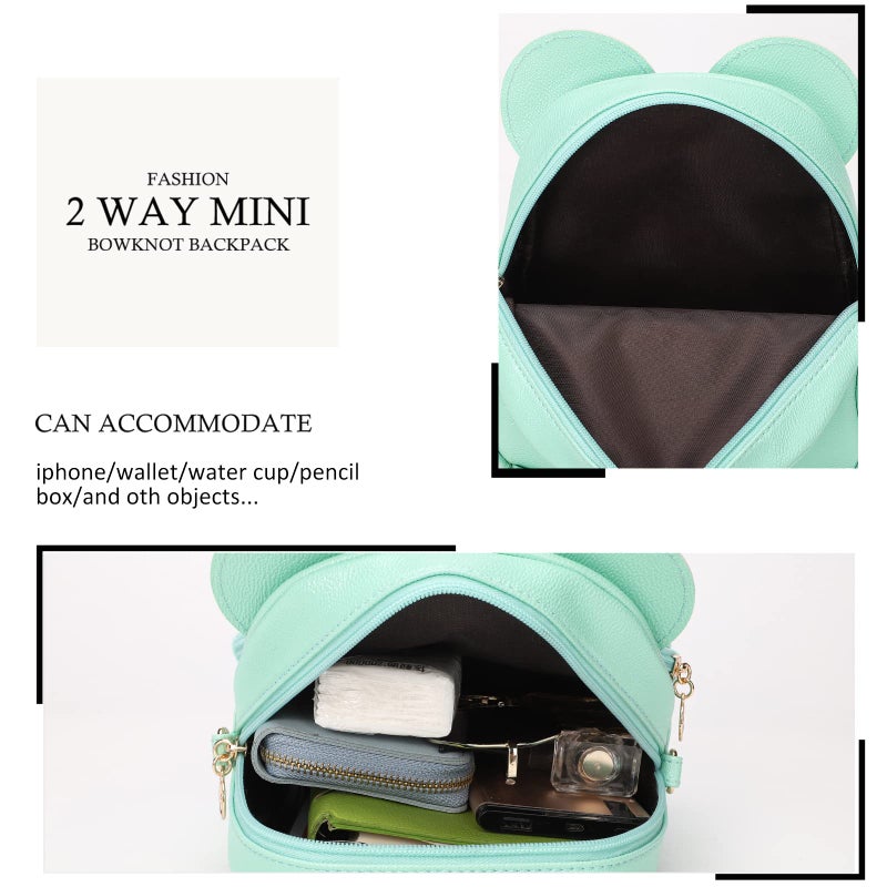 KL928 Girls Mini Backpack Bowknot Polka Dot Cute Small Daypacks Convertible Shoulder Bag Purse for Women - Image 4