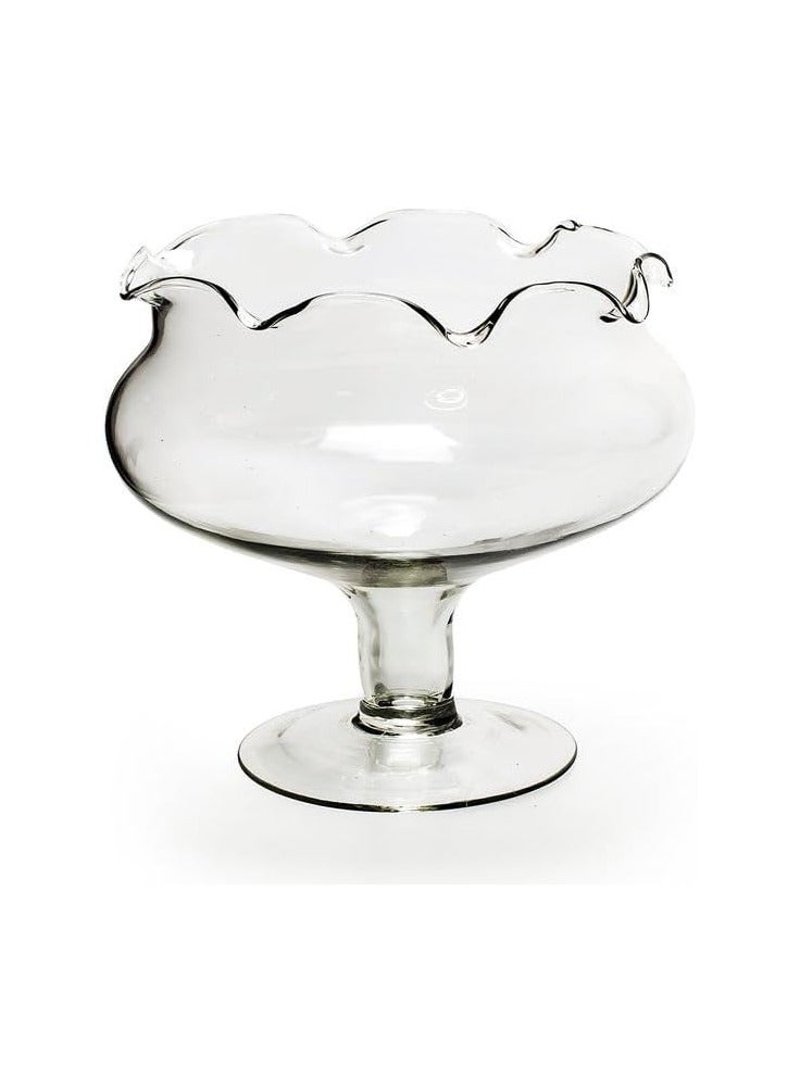 Glass vase Footed Decorative Bowl with Ruffled Rim, 30 cm - Image 2