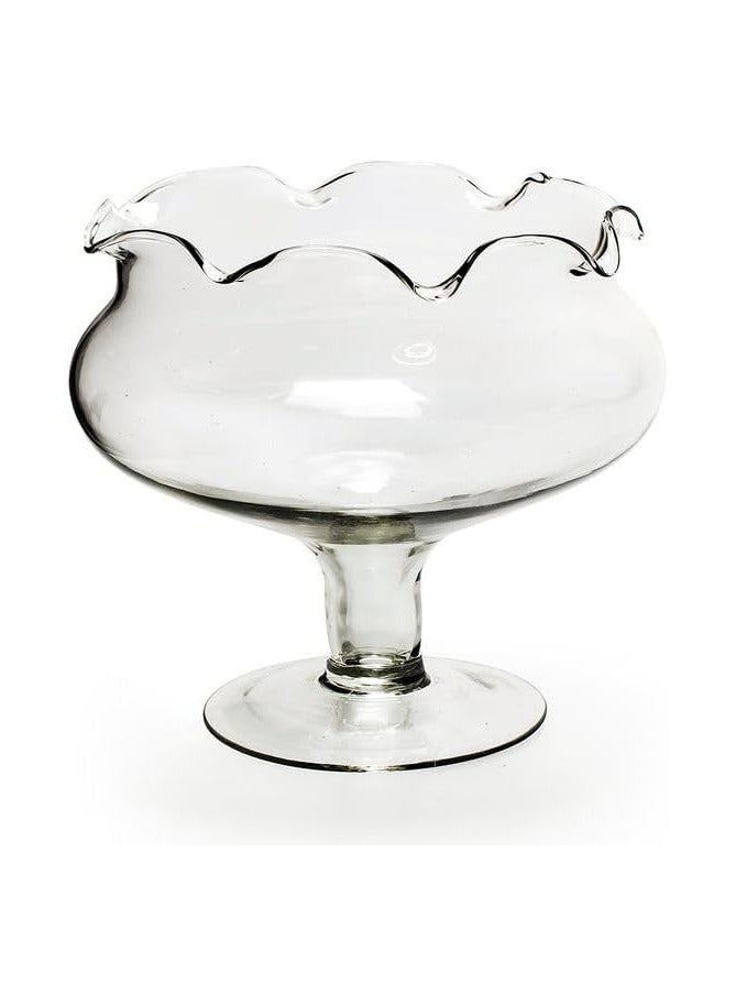 Glass vase Footed Decorative Bowl with Ruffled Rim, 30 cm - Image 1