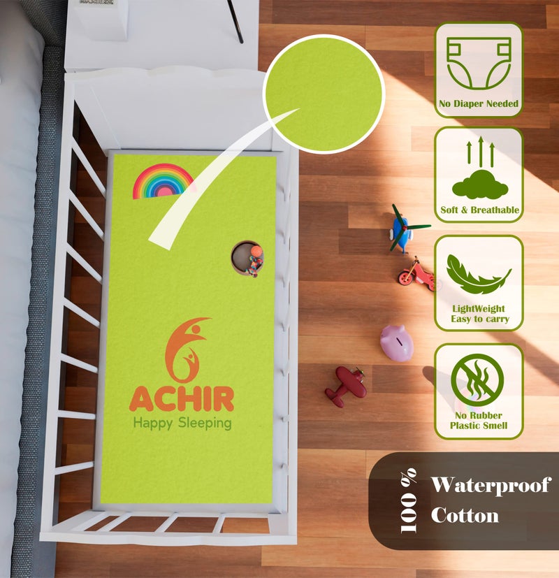 ACHIR Waterproof Cotton Dry Sheet/Bed Protector/Absorbent Mat Small, 50 cm x 70 cm, Mint Green - Image 4