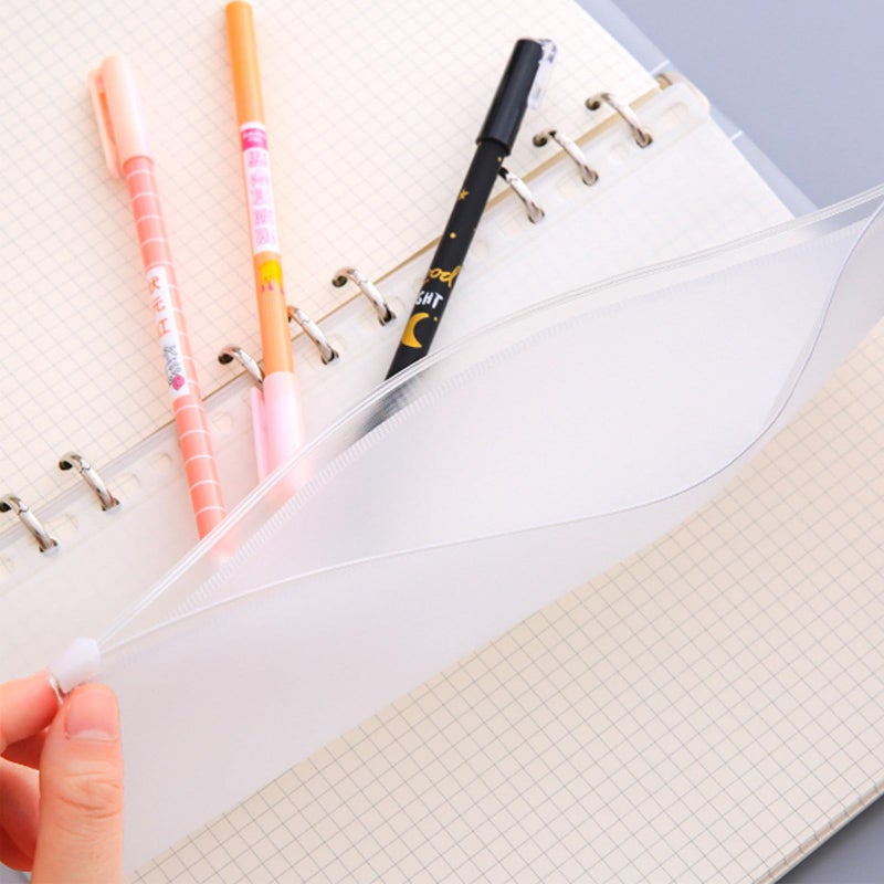 A6 PVC Zipper Binder Pouches 12 Pack 6 Rings Loose Leaf Document Organizer - Image 5