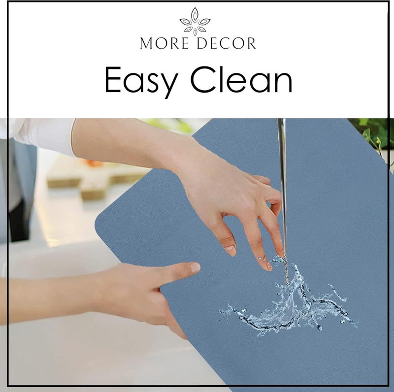 More Decor مفارش طاولة من الجلد الصناعي من مور ديكور لطاولات الطعام والمطبخ – مقاومة للبقع والحرارة، مانعة للانزلاق، قابلة للمسح والغسل – مجموعة من 4 و6 – ألوان صلبة (أزرق صلب، 4) - Image 4