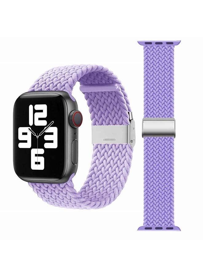NIBEMINENT Adjustable Braided Solo Loop Band For Apple Watch Series 6/SE/5/4/3/2/1 Light Purple - Image 1