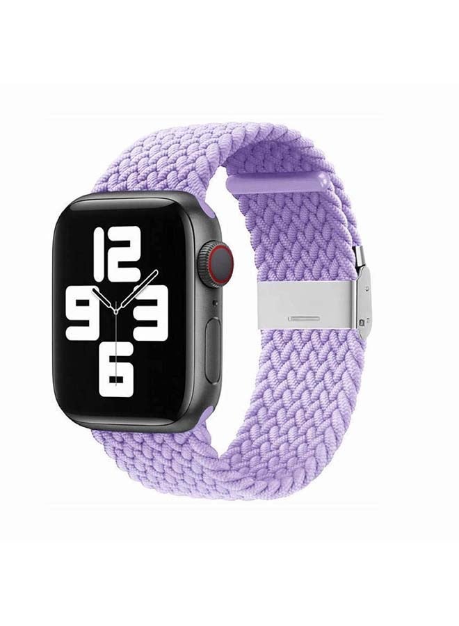 NIBEMINENT Adjustable Braided Solo Loop Band For Apple Watch Series 6/SE/5/4/3/2/1 Light Purple - Image 2