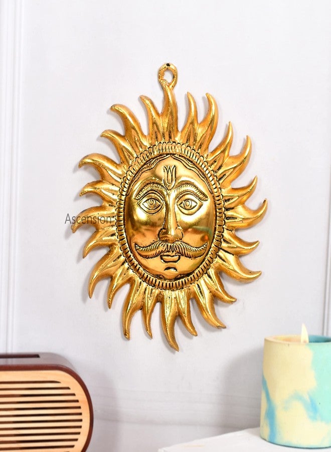 أسينشين زينة جدارية على شكل وجه شمس، رمز الصعود، مناسبة للمنزل والمكتب وغرفة المعيشة، تُعلق على الحائط وفقًا لمبادئ الفاستو، لجلب النجاح والازدهار والطاقة الإيجابية. زينة معدنية على شكل وجه شمس تُعلق على الحائط للباب الرئيسي. - Image 1