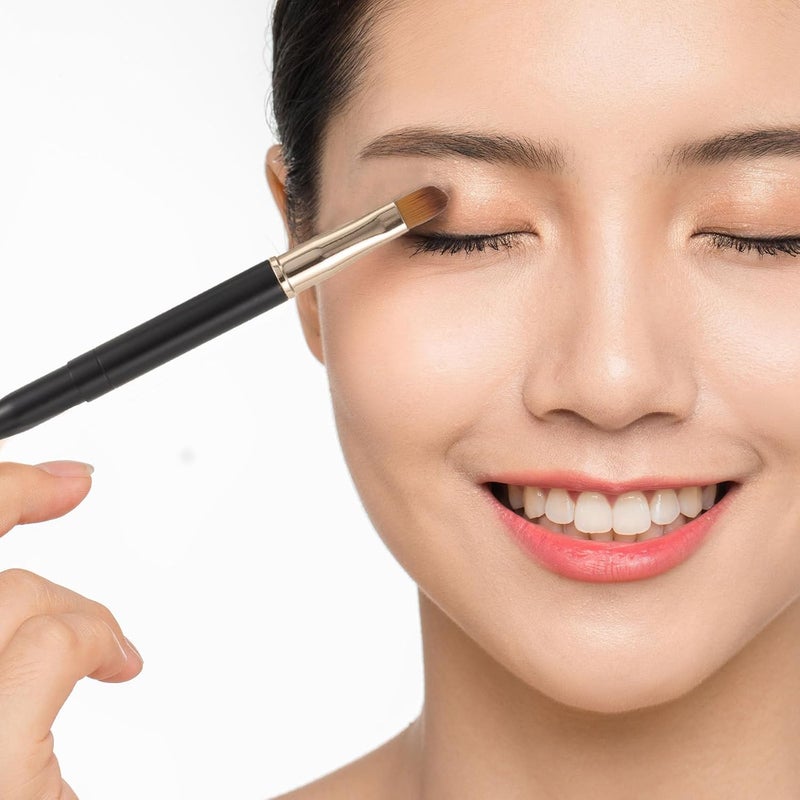فرشاة أحمر شفاه مزدوجة الرأس فرشاة كونسيلر قابلة للسحب من المعدن لمساحيق التجميل الدقيقة للنساء - Image 5