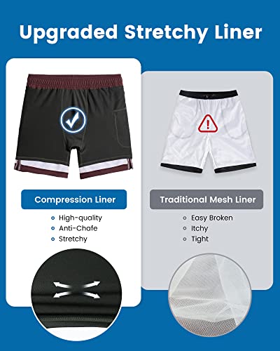 maamgic Swim Trunks Men 2 in 1 Mens Bathing Suit 7 Inch Quick Dry Mens Swimming Trunks with Zipper Pockets - Image 5