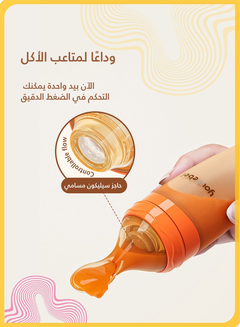 you kebei Baby Silicone Feeding Spoon, with Vertical Base, Suitable for Infants Aged 0-24 Months, Choking Prevention, Easy Storage (Brown) - Image 3