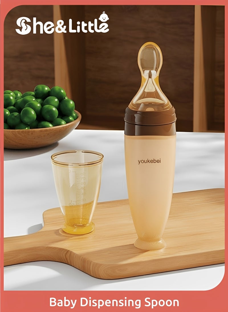 you kebei Baby Silicone Feeding Spoon, with Vertical Base, Suitable for Infants Aged 0-24 Months, Choking Prevention, Easy Storage (Brown) - Image 1