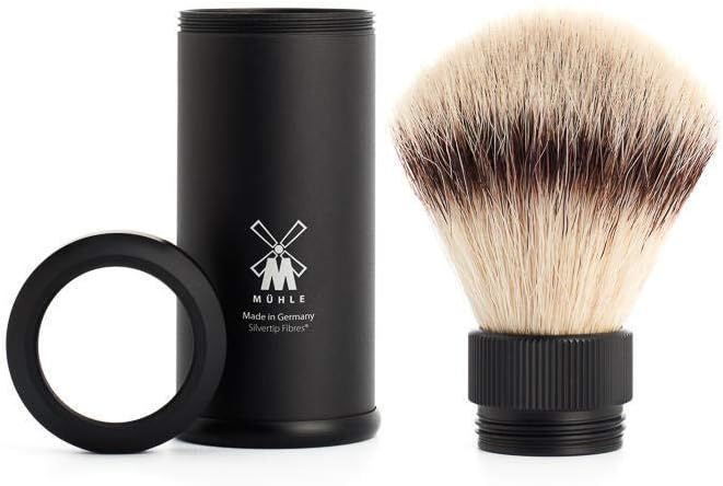 Mhle Travel Shaving Brush with Silvertip Fibre Anodised Aluminium - Image 2