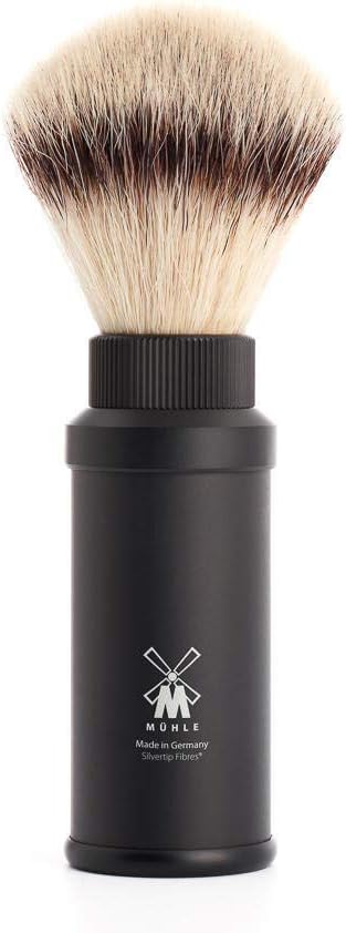 Mhle Travel Shaving Brush with Silvertip Fibre Anodised Aluminium - Image 1