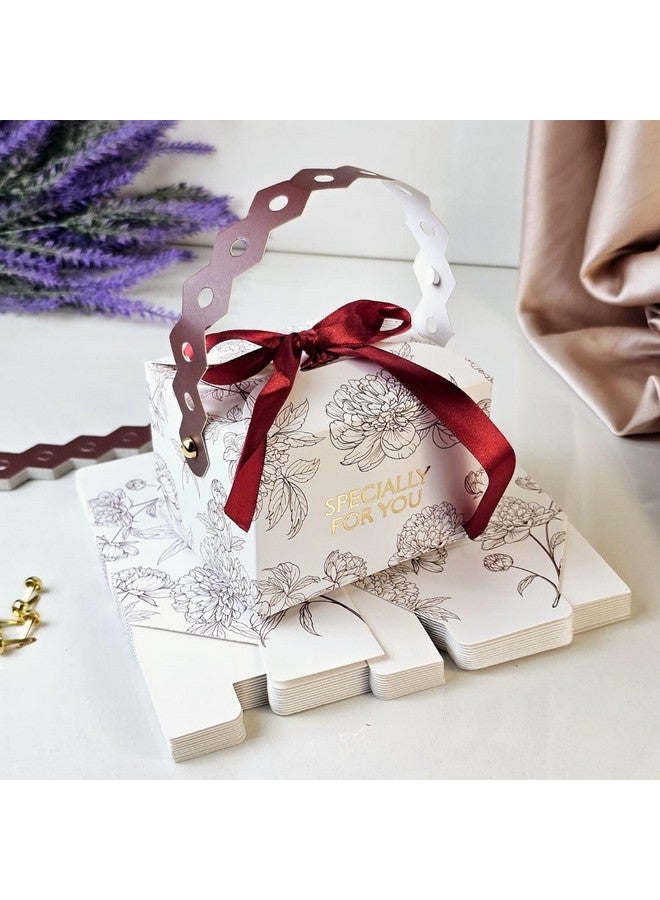 Satyam Kraft SATYAM KRAFT 12 Pcs Decorative Square Shape Folding Paper Gift Boxes With Handle | Sturdy & Elegant Packaging for Chocolates, Dryfruits, Small Gifts | Easy to Assemble | For Wedding, Birthday(Maroon) - Image 1