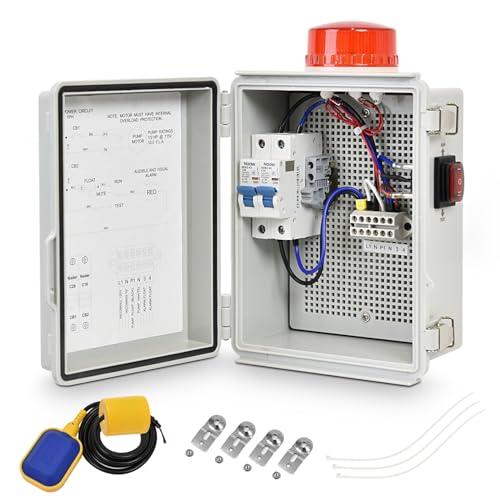 Zuomeng Septic Pump Alarm, Zuomeng High Water Alarm for Sump Pump Features a Bright Flashing Light and 110 db Alarm, Can Be Externally Connected to The Submersible Pump, with IP67 Casing - Image 1