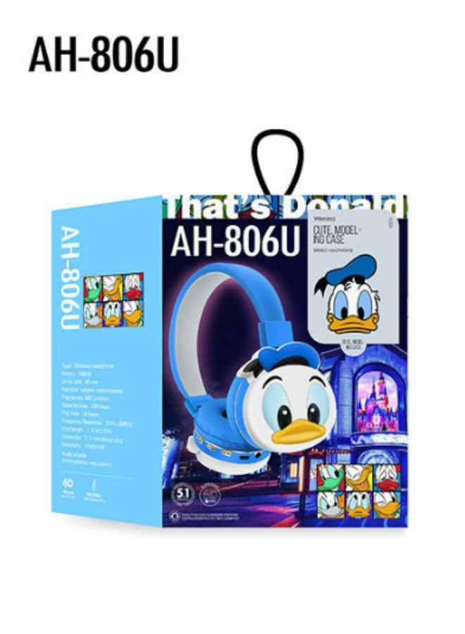 هالو كيتي سماعات رأس لاسلكية للأطفال من شركة That's Donald AH806U، سماعات رأس لاسلكية برسومات كرتونية ستيتش - Image 1