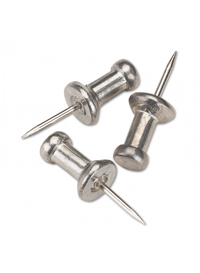 Advantus GEM CPAL3 Aluminum Head Push Pins, Aluminum, Silver, 3/8" (Box of 100) - Image 1