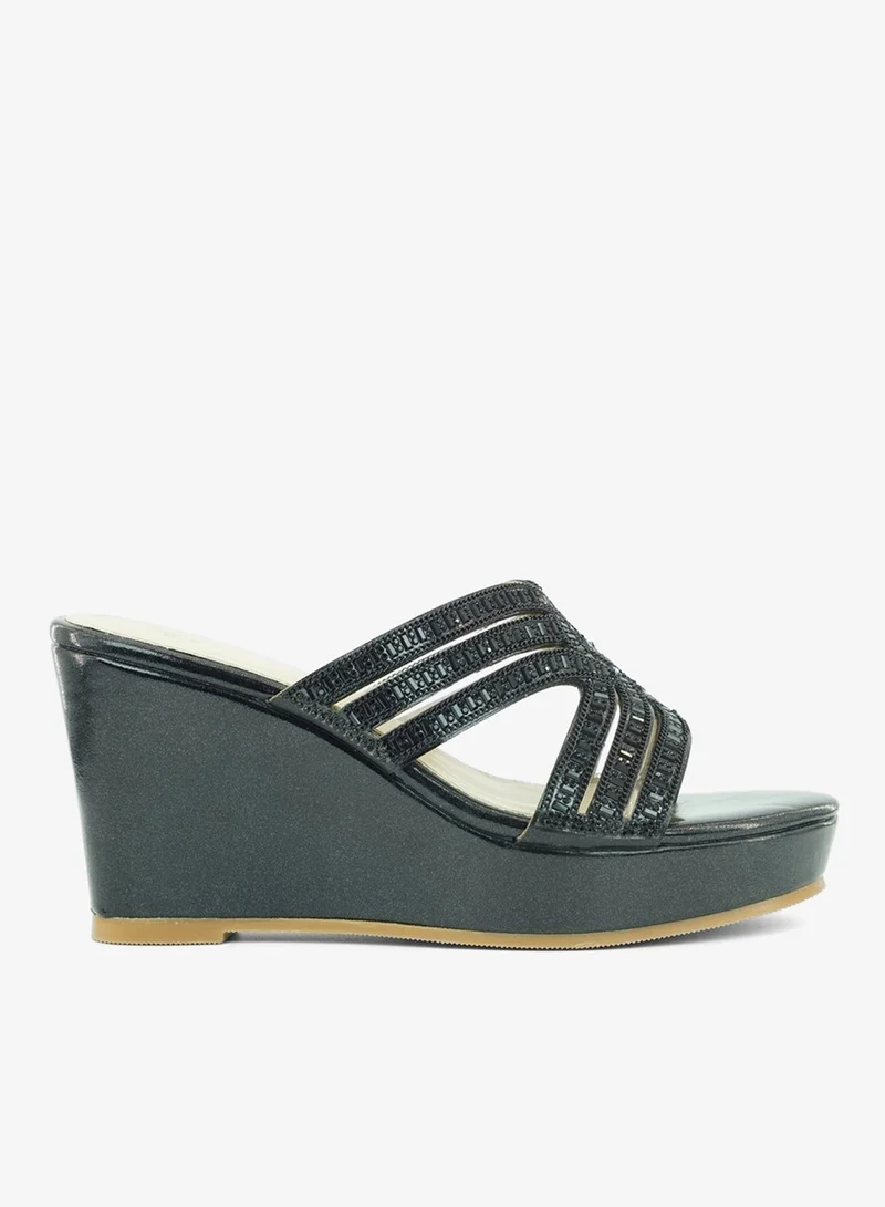 Zayna Black 221-330 Zayna Ladies Classic Wedge Slides 3T2320-713 Black for Women | Best Price UAE