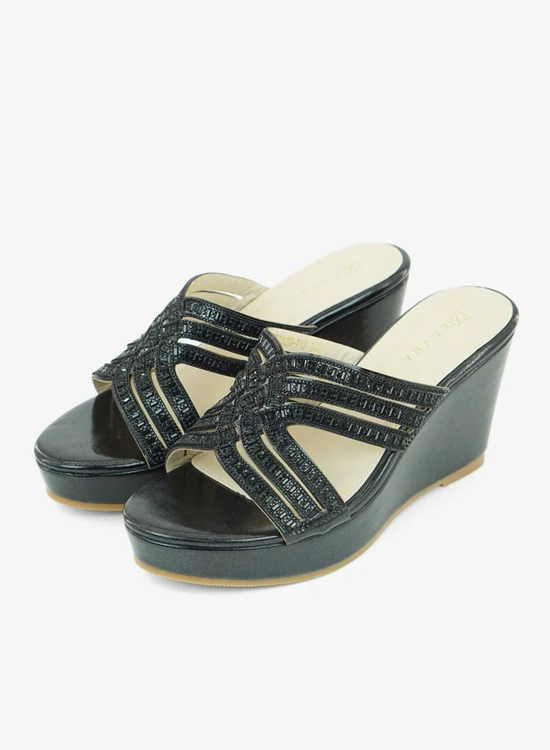ZAYNA 221-330 Zayna Ladies Classic Wedge Slides 3T2320-713 Black