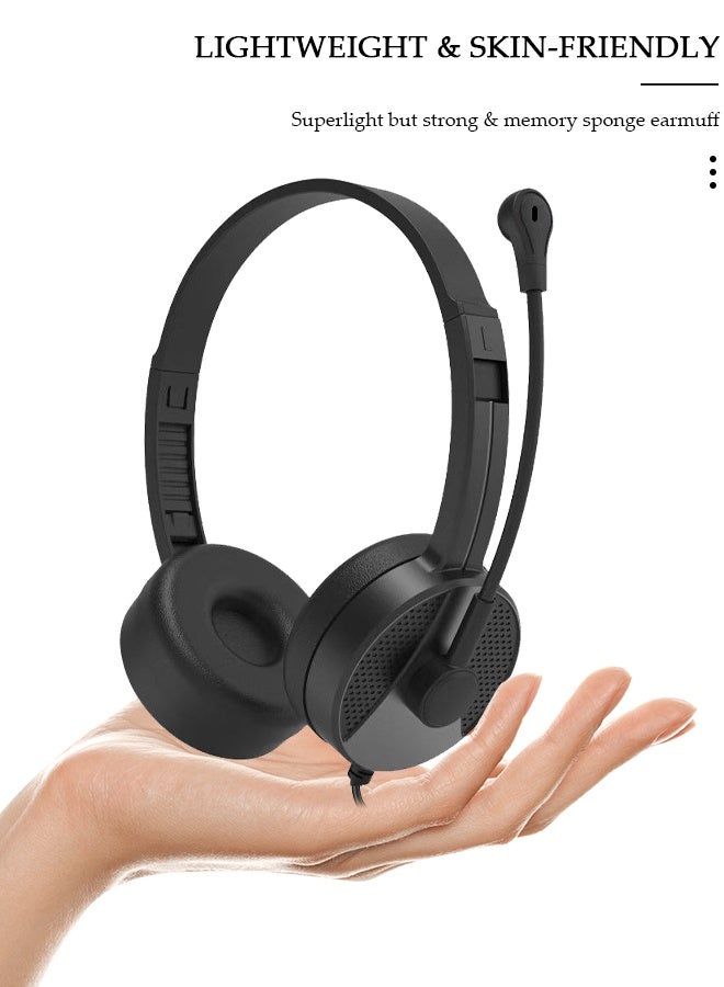 DUNISO Lightweight Type C USB Headset with Mic,Call Center Wired Over Ear Headphone,3.5mm Plug Noise Cancelling Microphone , Ear Mask Filler with High Quality Sponge , Comfortable Wearing Design for PC,Study,Office - Image 4