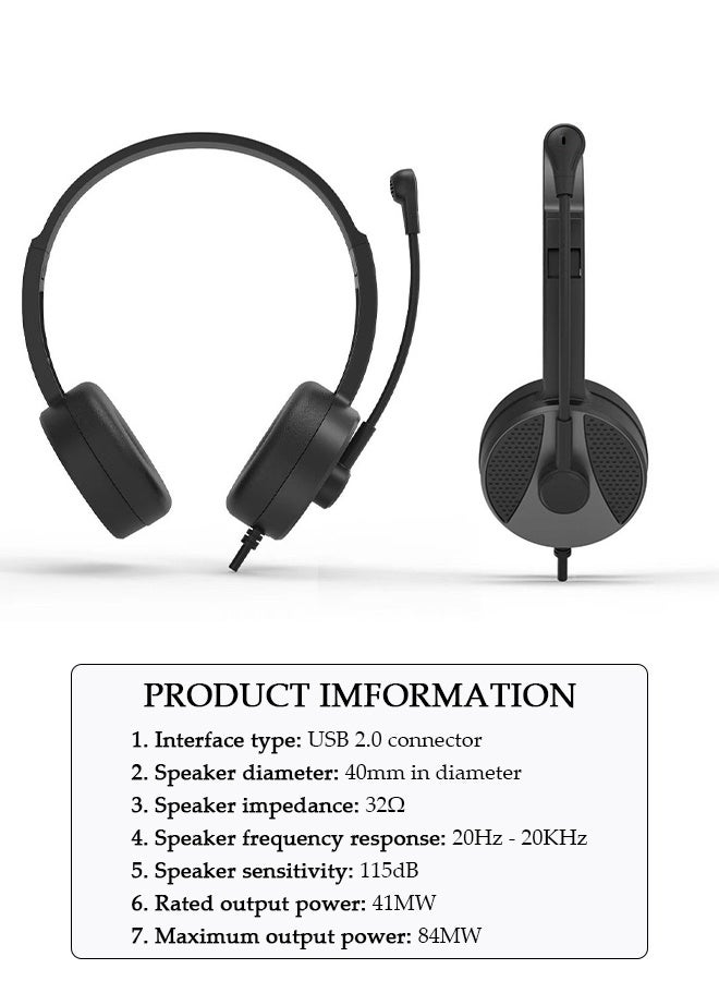DUNISO Lightweight Type C USB Headset with Mic,Call Center Wired Over Ear Headphone,3.5mm Plug Noise Cancelling Microphone , Ear Mask Filler with High Quality Sponge , Comfortable Wearing Design for PC,Study,Office - Image 5